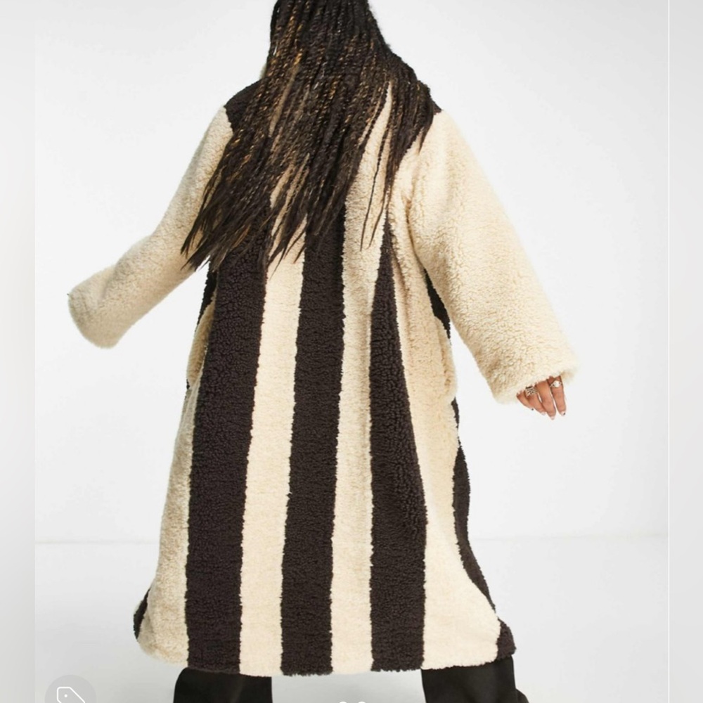 ASOS Striped Faux Fur Coat